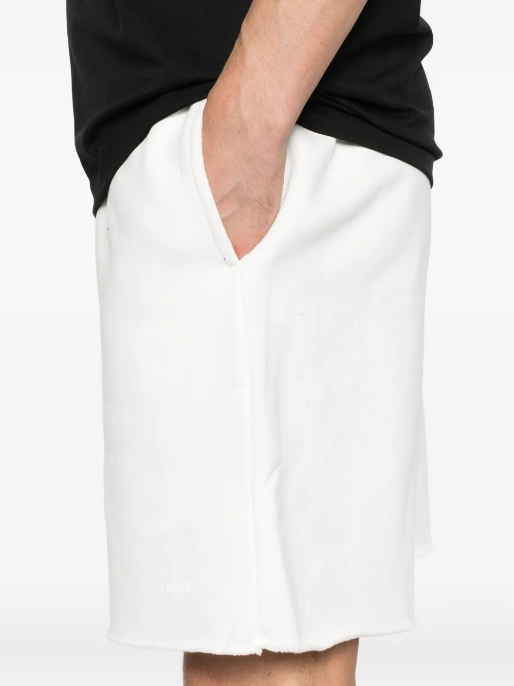 Purple Brand Blank drawstring-waist cotton shorts Wit