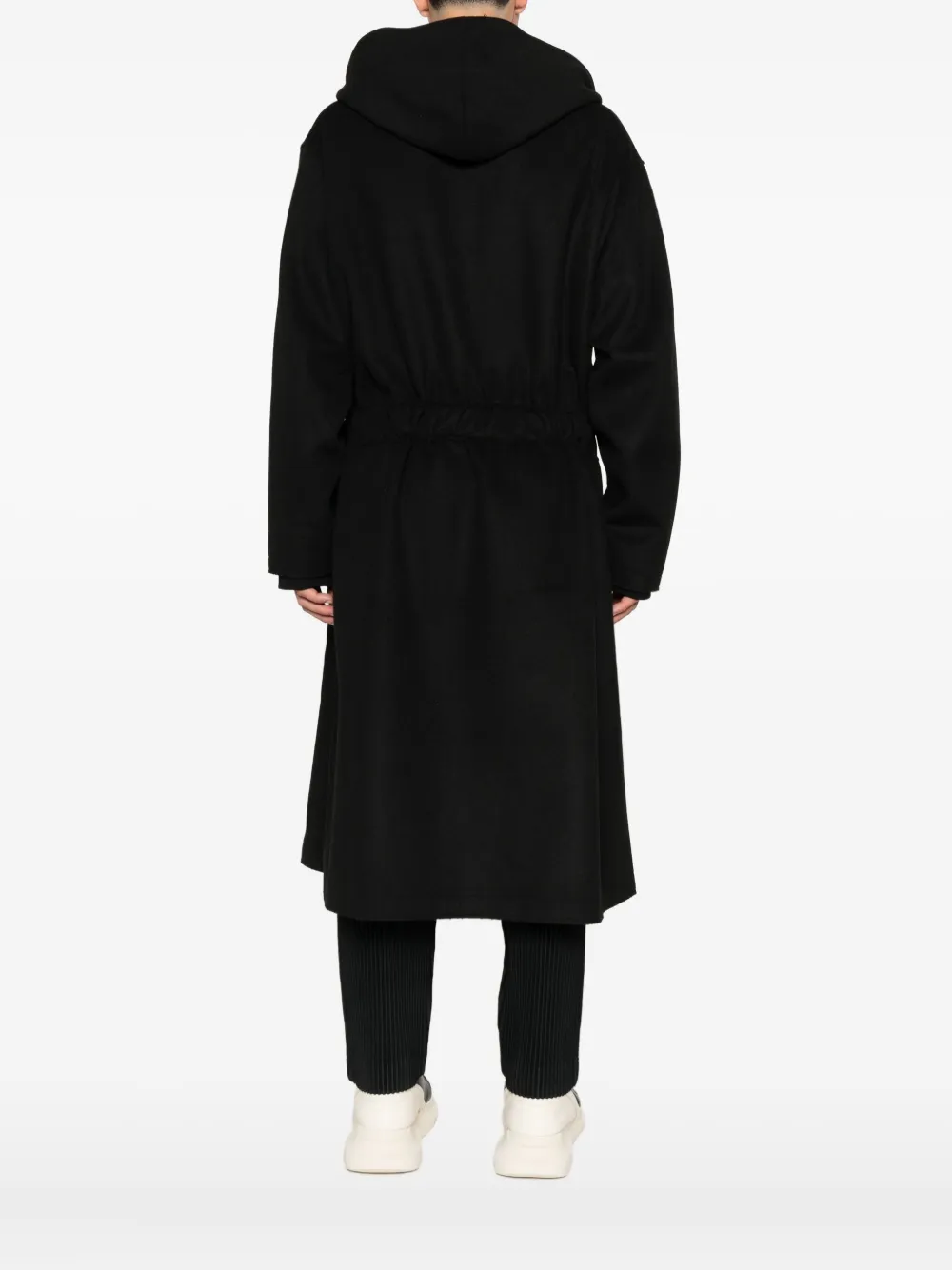 Y-3 Jas met capuchon en dubbele rij knopen Zwart