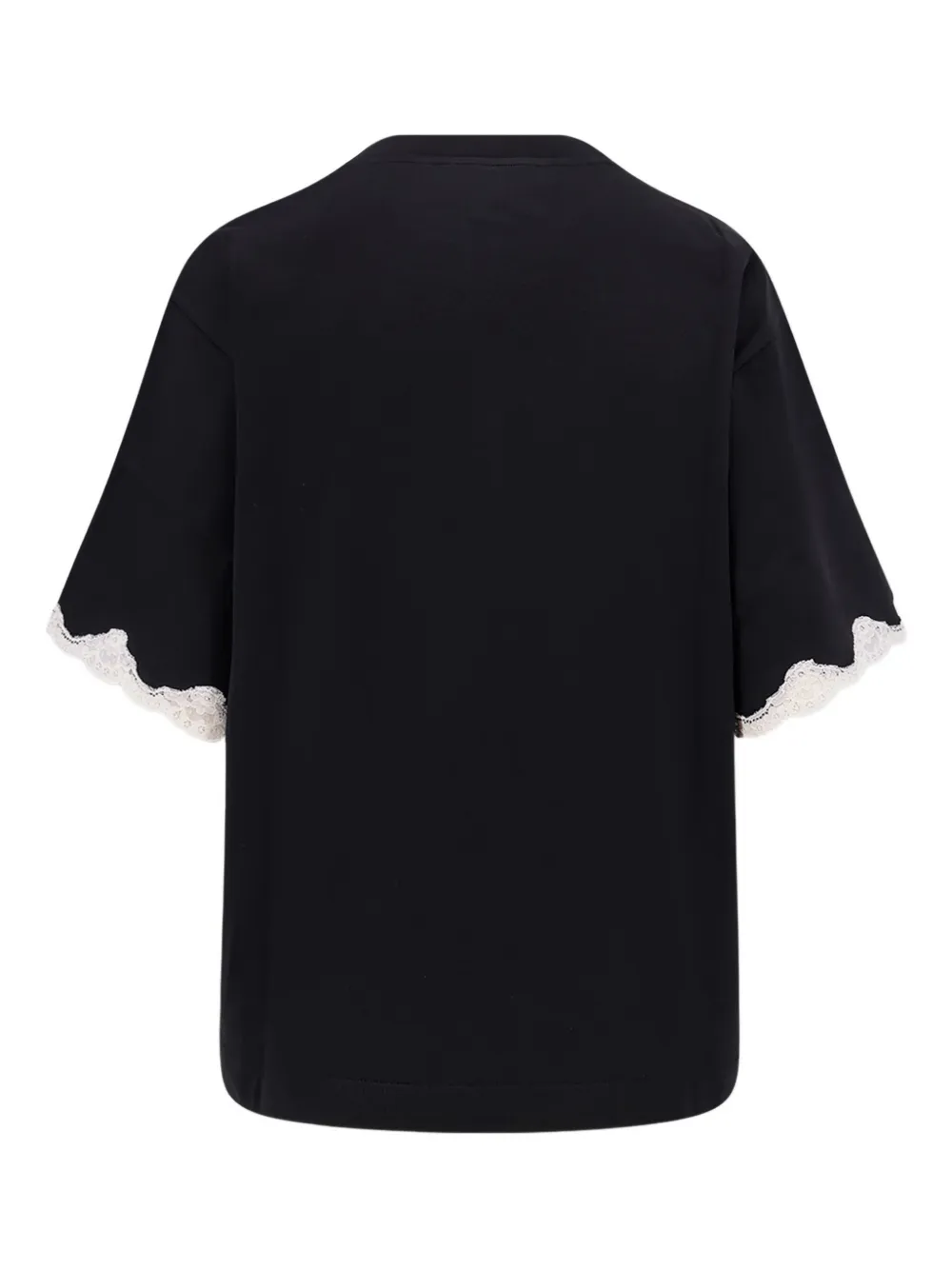 Dolce & Gabbana Logo-embroidered Lace-trimmed T-shirt In Black