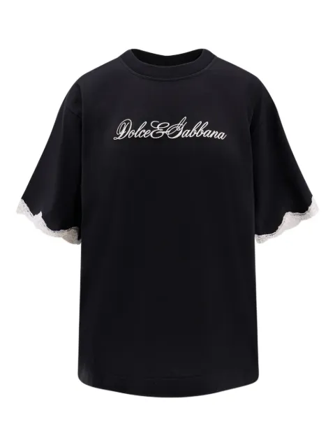Dolce & Gabbana playera con logo bordado y ribete de encaje