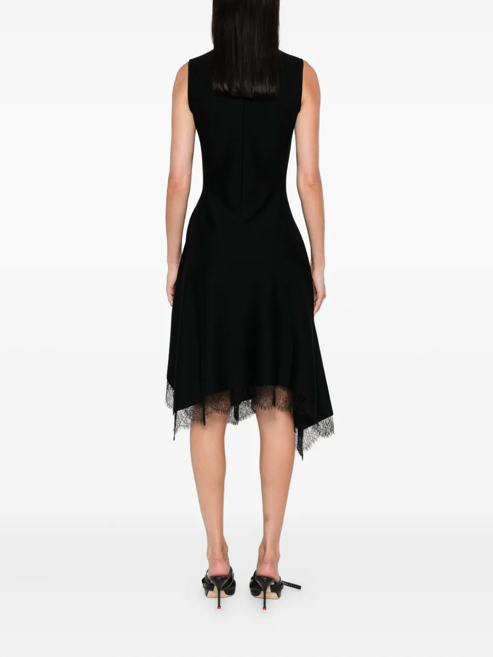 Alexander McQueen Mouwloze jurk met kant Zwart
