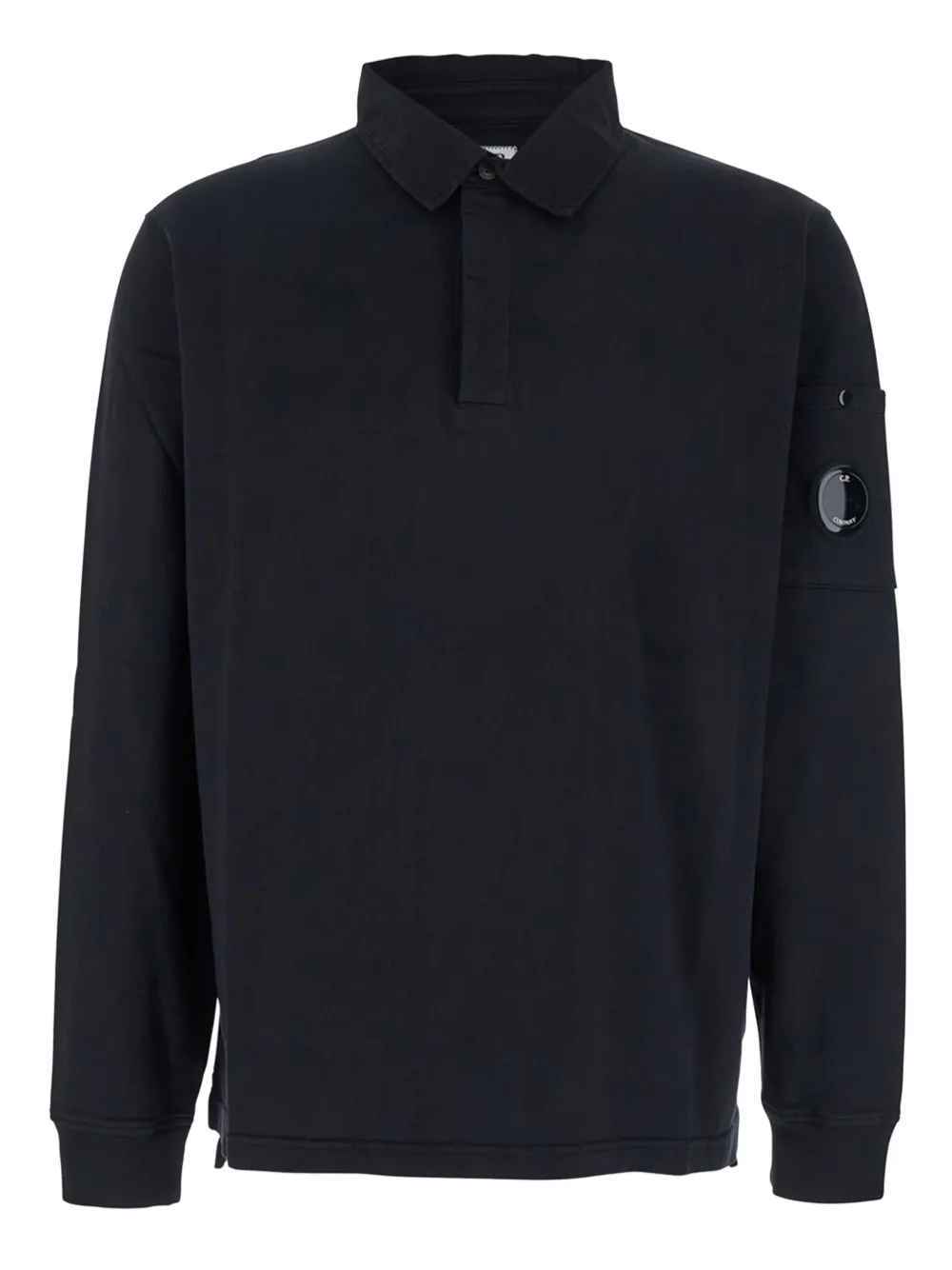 C.P. Company Lens-detail long-sleeved polo sweater Zwart
