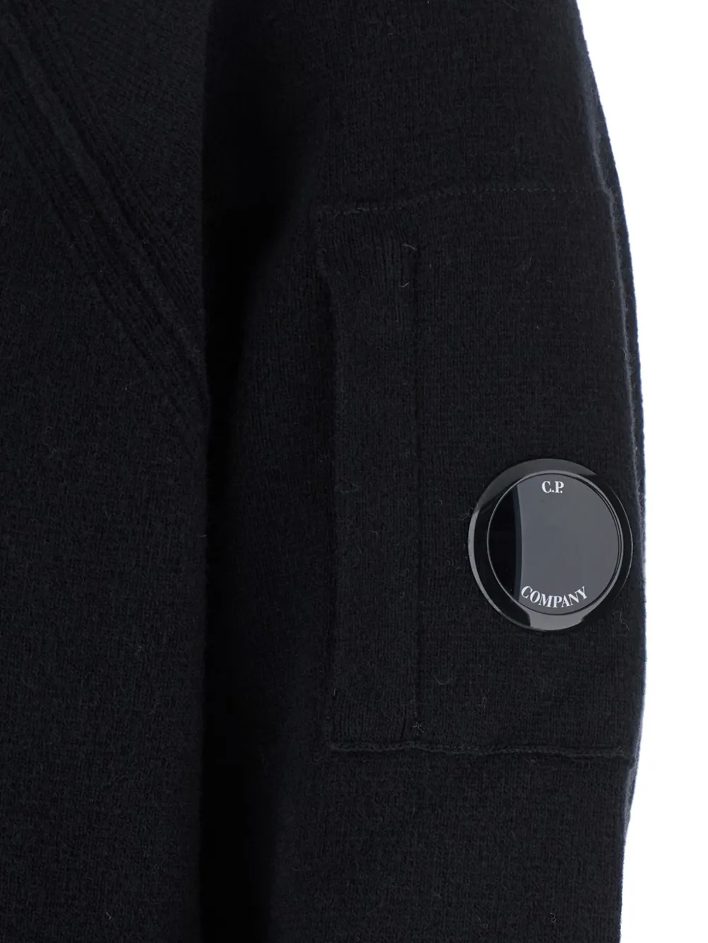 C.P. Company Trui met raglan mouwen en Lens-zak Zwart