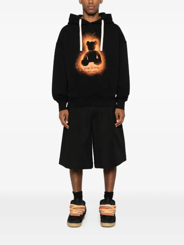 パーカー・フーディ PALM ANGELS Men Hoodies PMBB138E23FLE001 BLACK CURVED LOGO ZIPPED HOODY BLACK - OFF WHI in BLACK - OFF