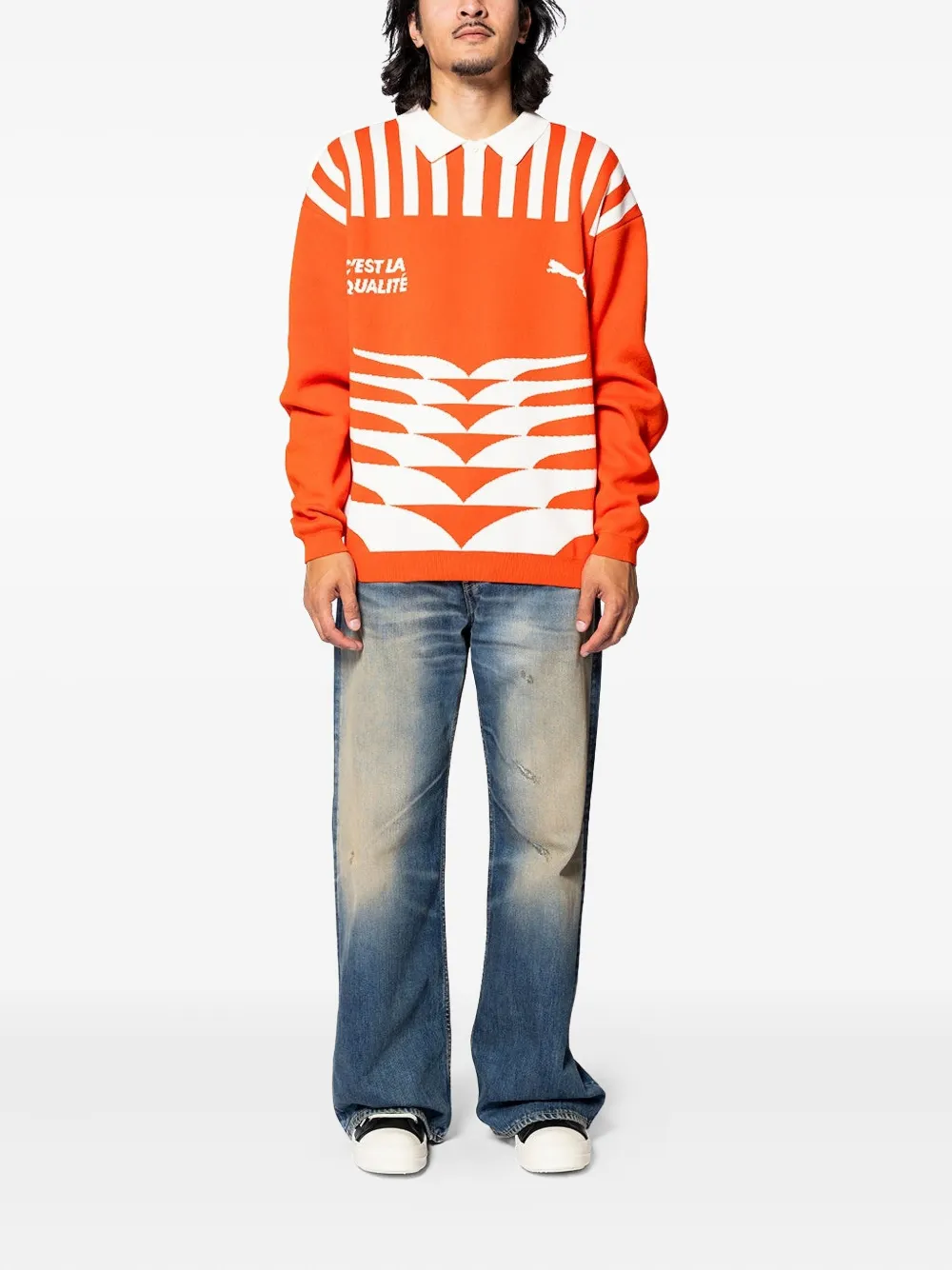PUMA Trui met polokraag en grafische print - Rood