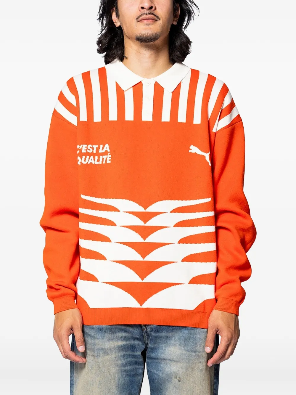 PUMA polo-neck graphic-print sweater | Red | Image 1