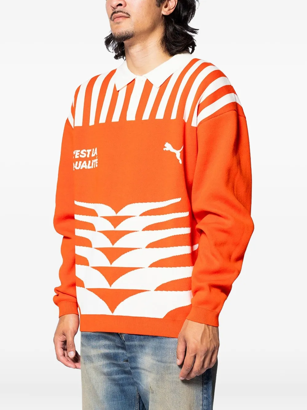 PUMA Trui met polokraag en grafische print Rood