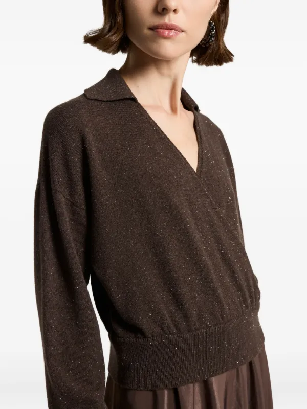 Peserico Sparkle-Knit A-Line Midi Dress - Brown