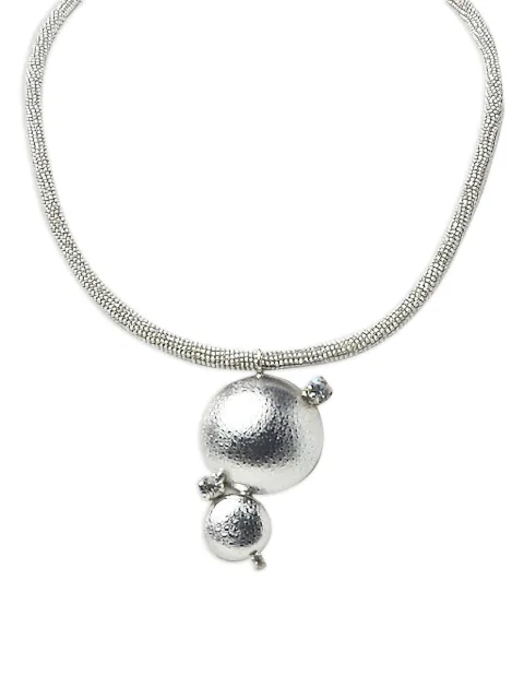 Peserico beaded-chain disc-pendant necklace