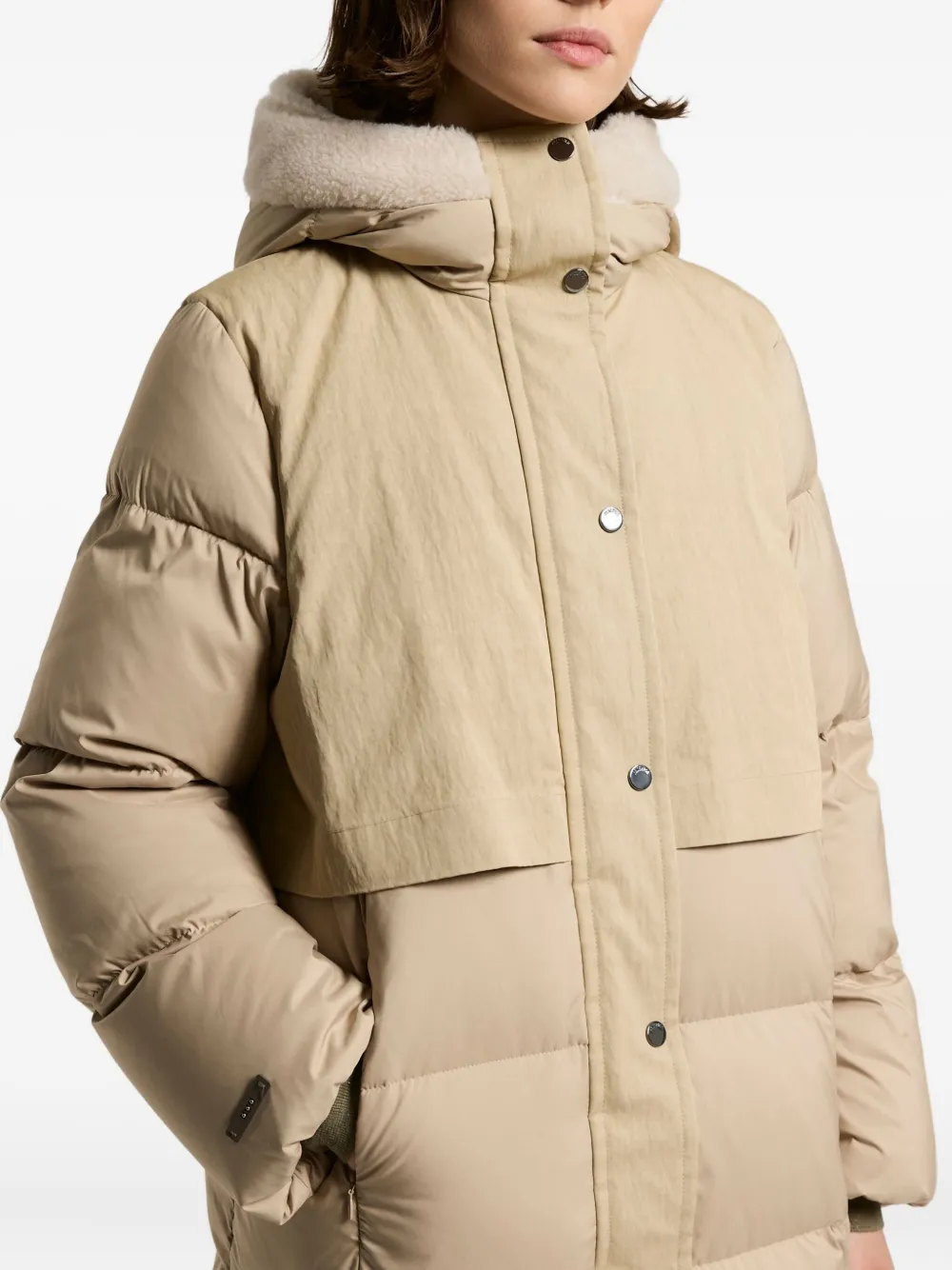 Peserico Gewatteerde jas met capuchon Beige