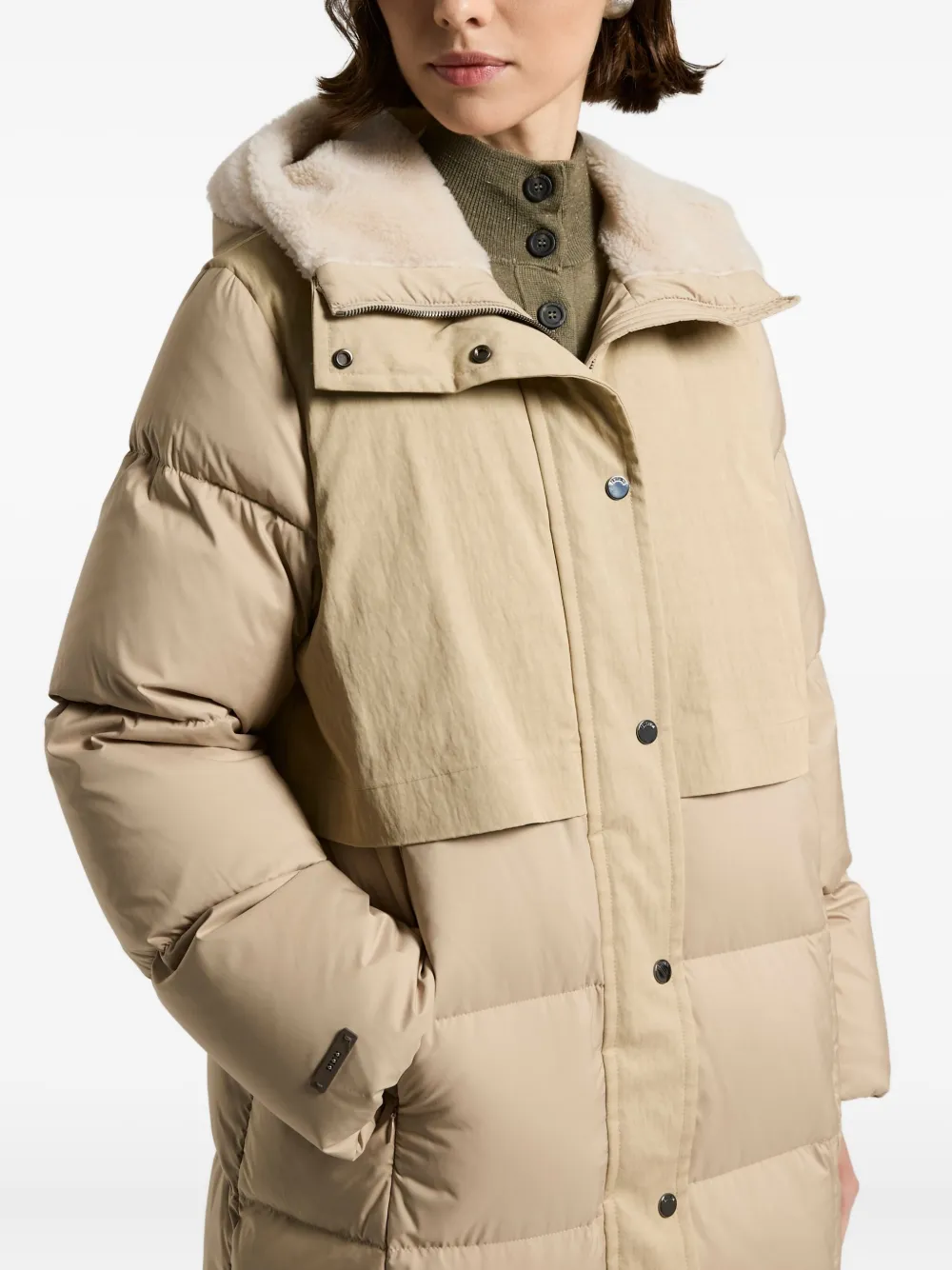 Peserico Gewatteerde jas met capuchon Beige