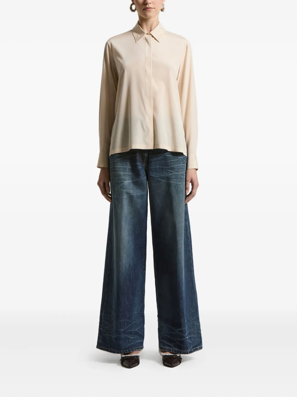 Peserico Geruit shirt - Beige
