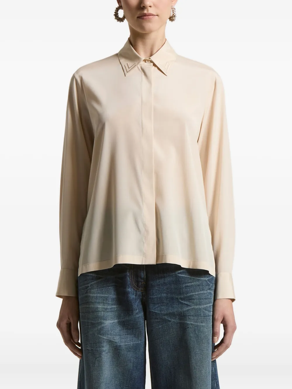 Peserico embroidered-collar shirt | Neutrals | Image 1