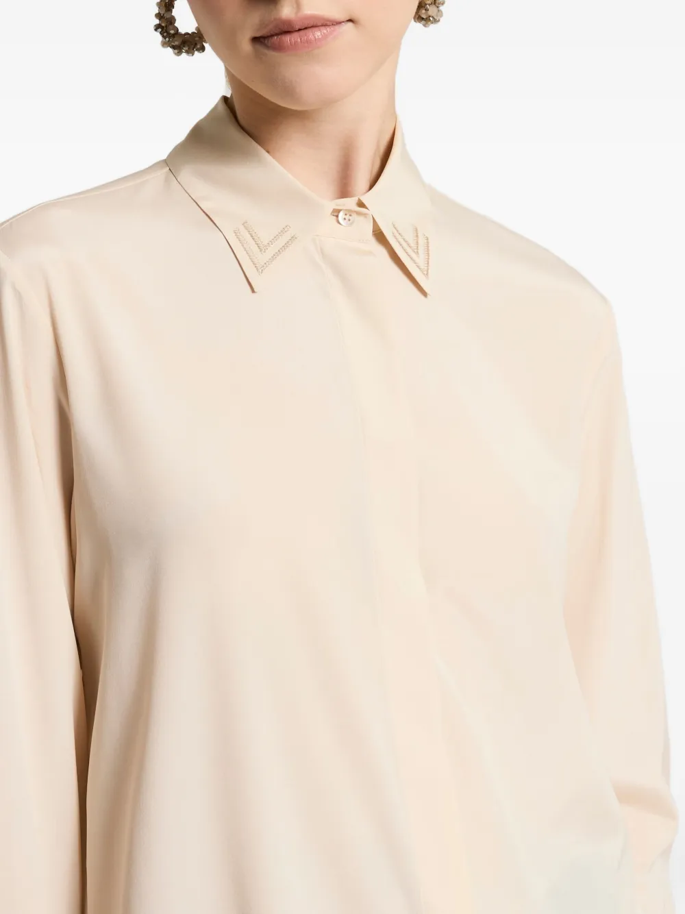 Peserico Embroidered-collar Shirt In Neutral