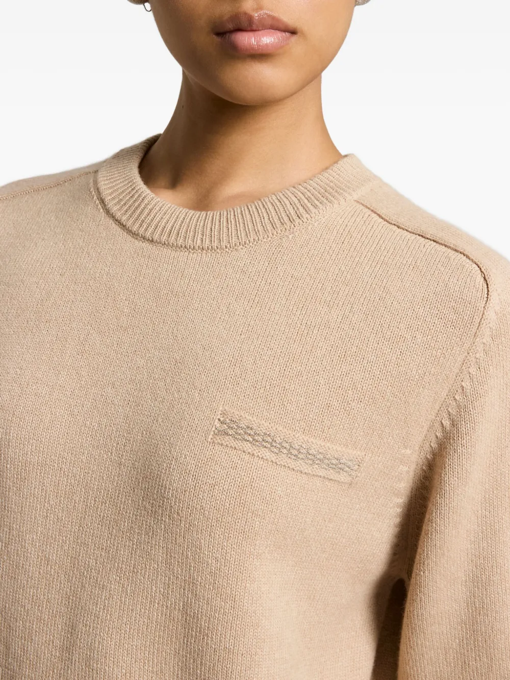 Peserico Sweater met geborduurd detail en ronde hals Beige