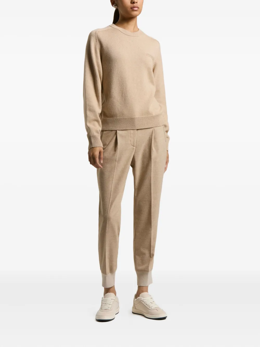 Peserico Sweater met geborduurd detail en ronde hals Beige