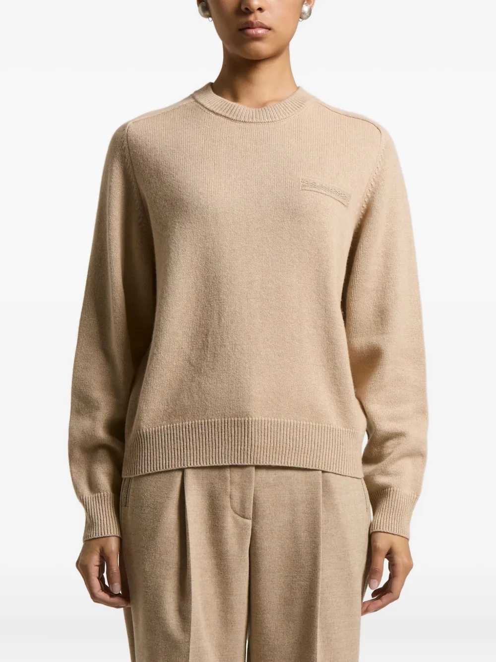 Peserico embroidered-detail crew-neck sweater | Neutrals | Image 1
