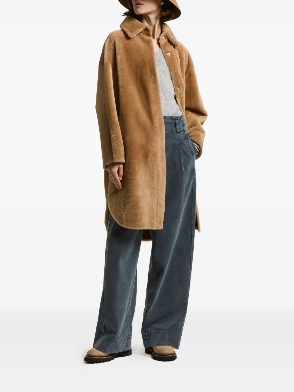 Peserico Paneled Button-up Coat In Brown