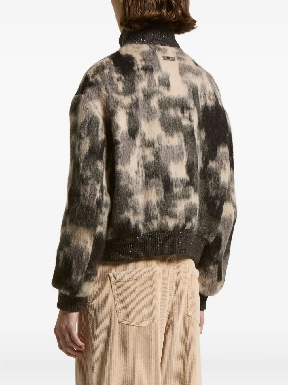 Peserico Camouflage-pattern Zip-front Jacket In Gray