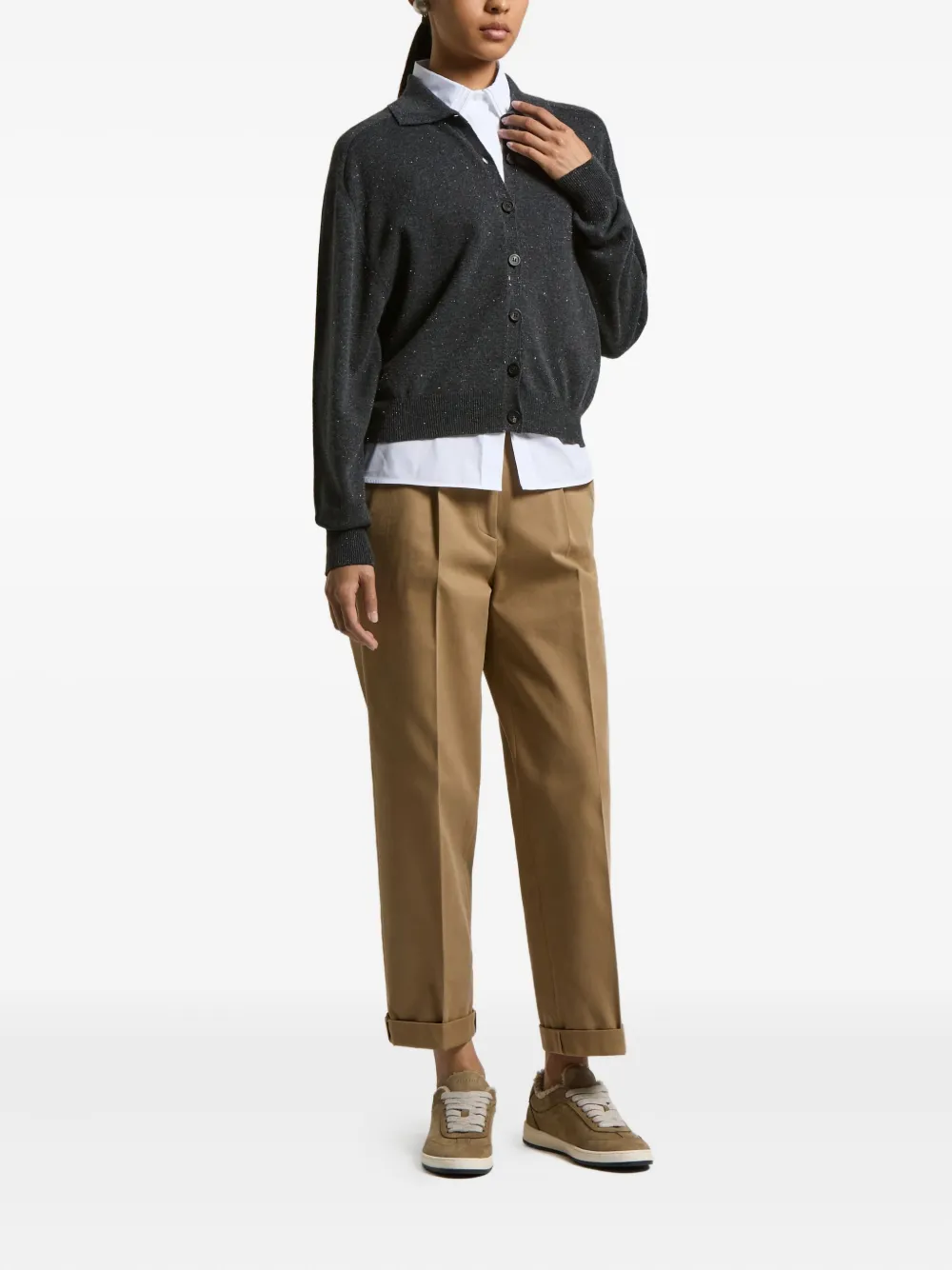 Peserico speckled-pattern collared cardigan | Cardigans | Image 2