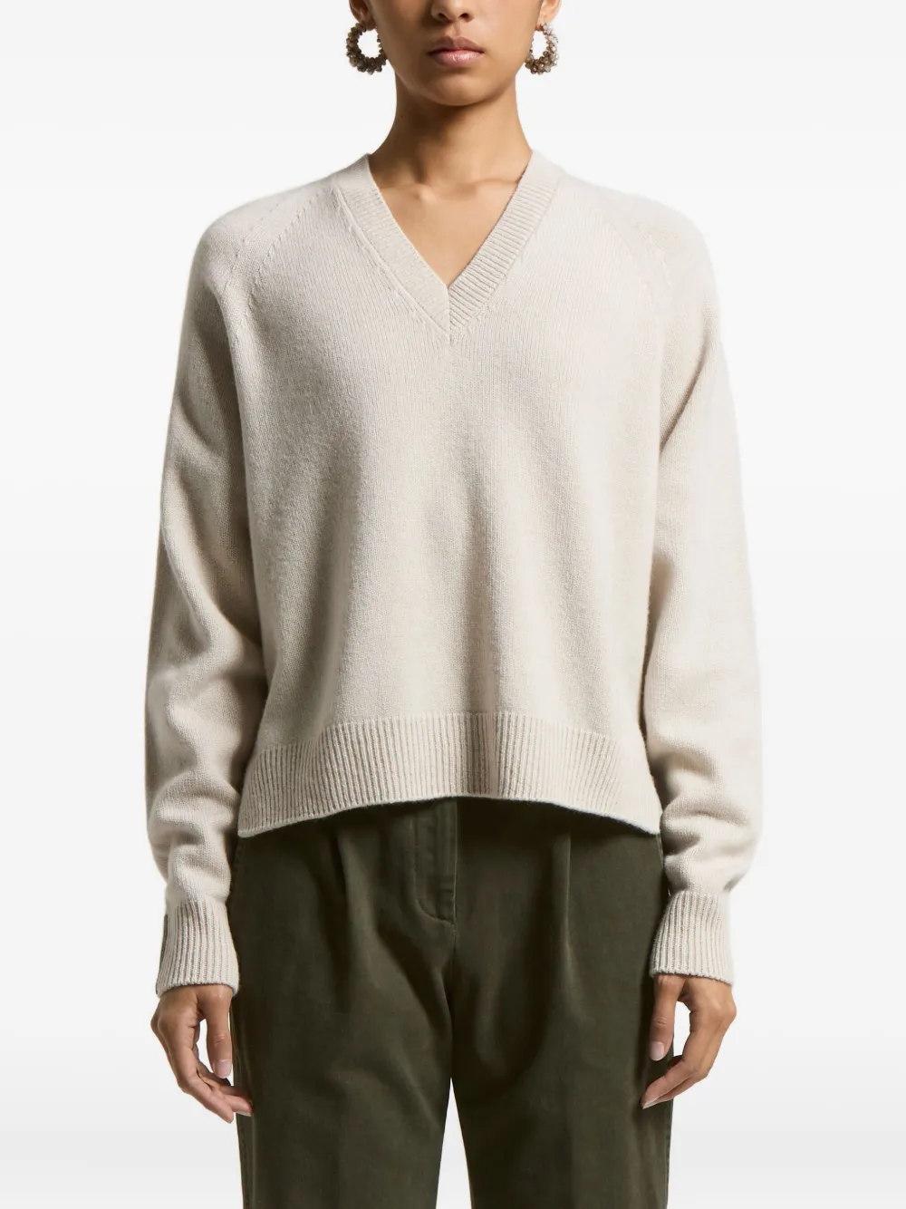 Peserico V-neck raglan-sleeves sweater | Neutrals | Image 1