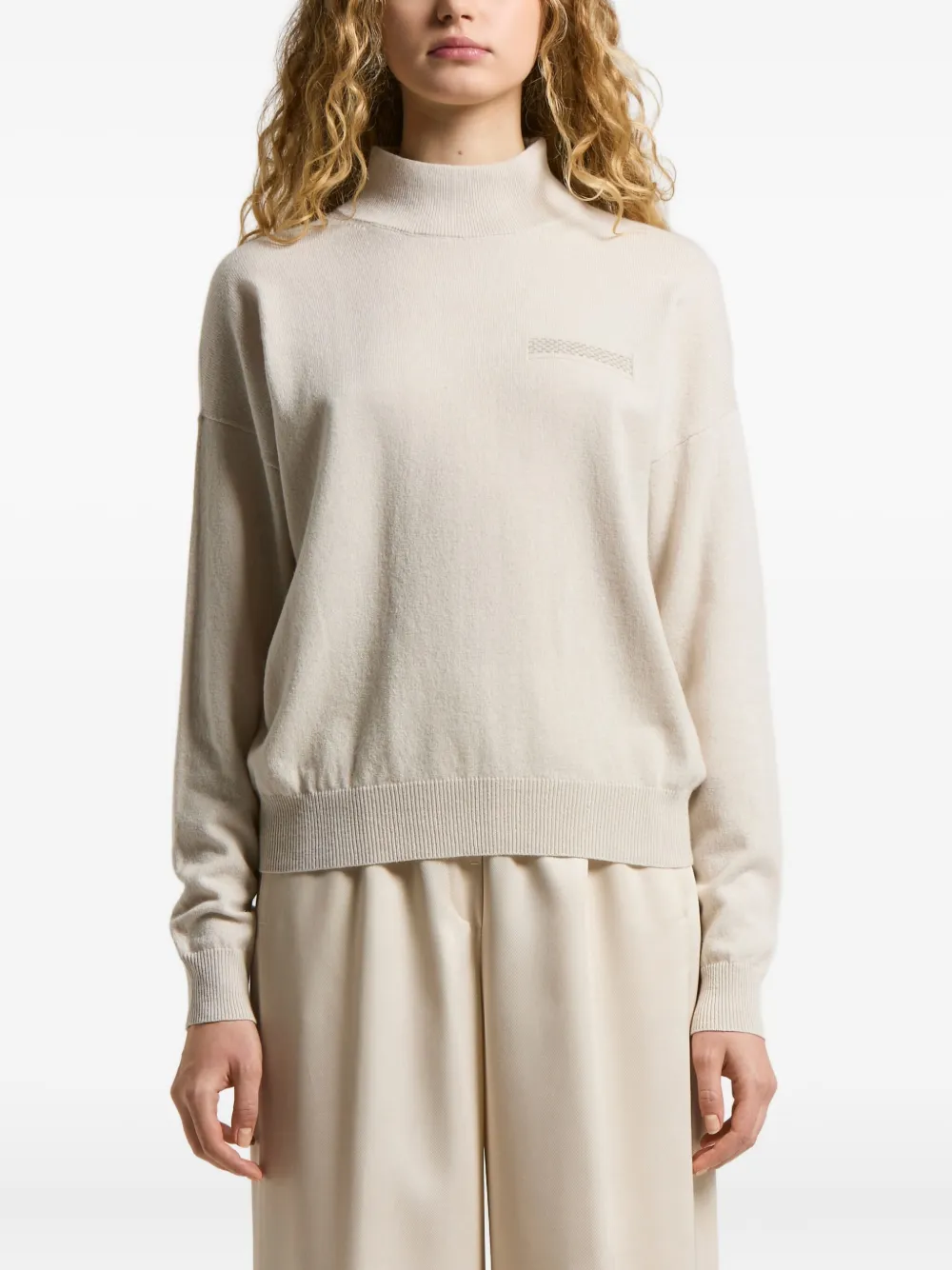 Peserico high-neck embroidered-detail sweater | Neutrals | Image 1