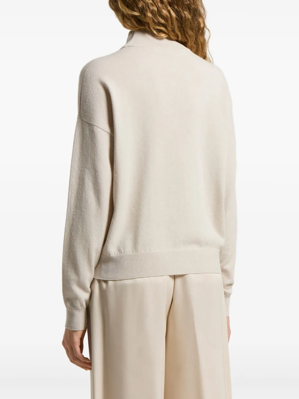 Peserico Trui met geborduurd detail en hoge hals Beige