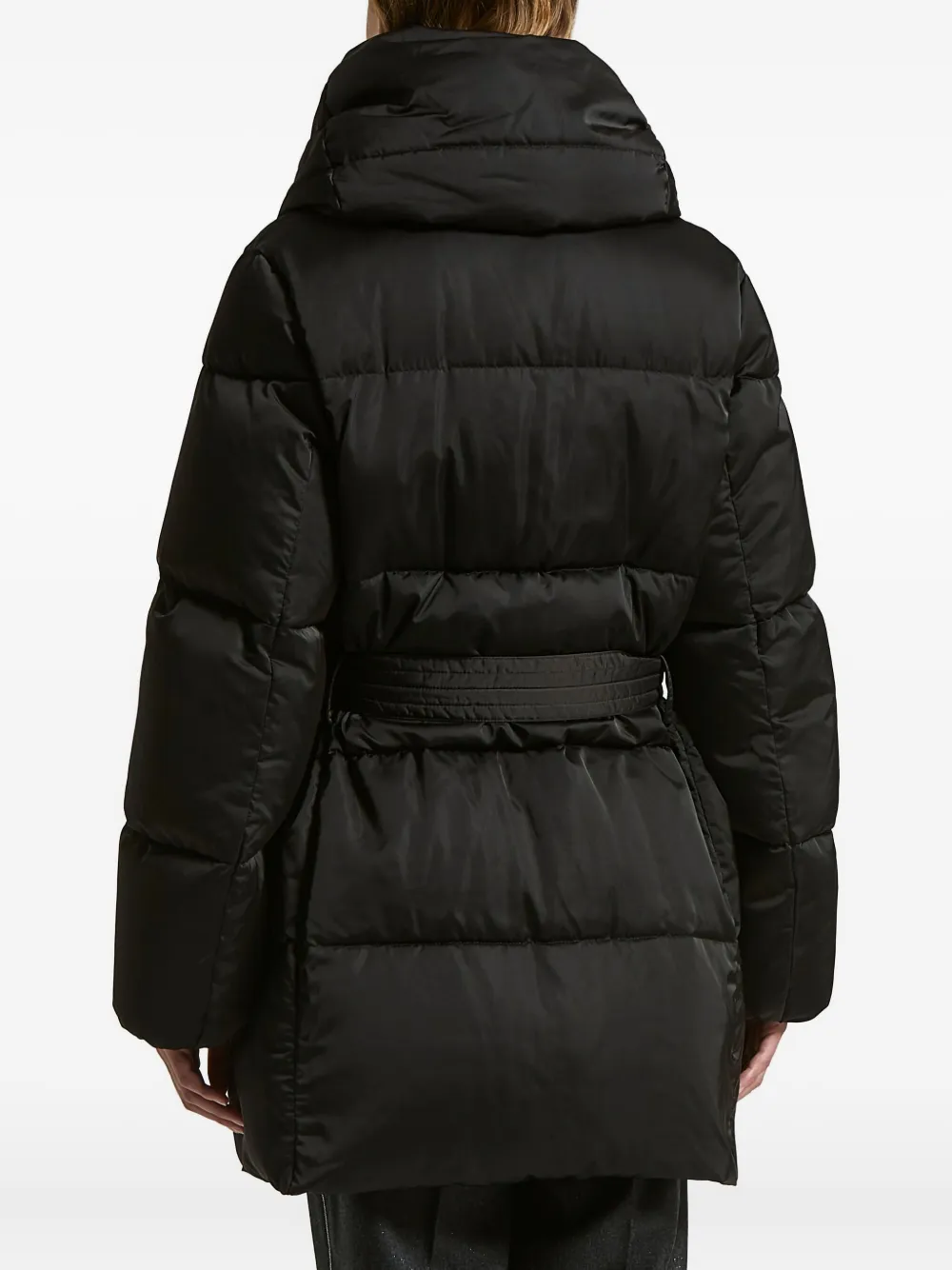 Peserico Belted Padded Coat In Black
