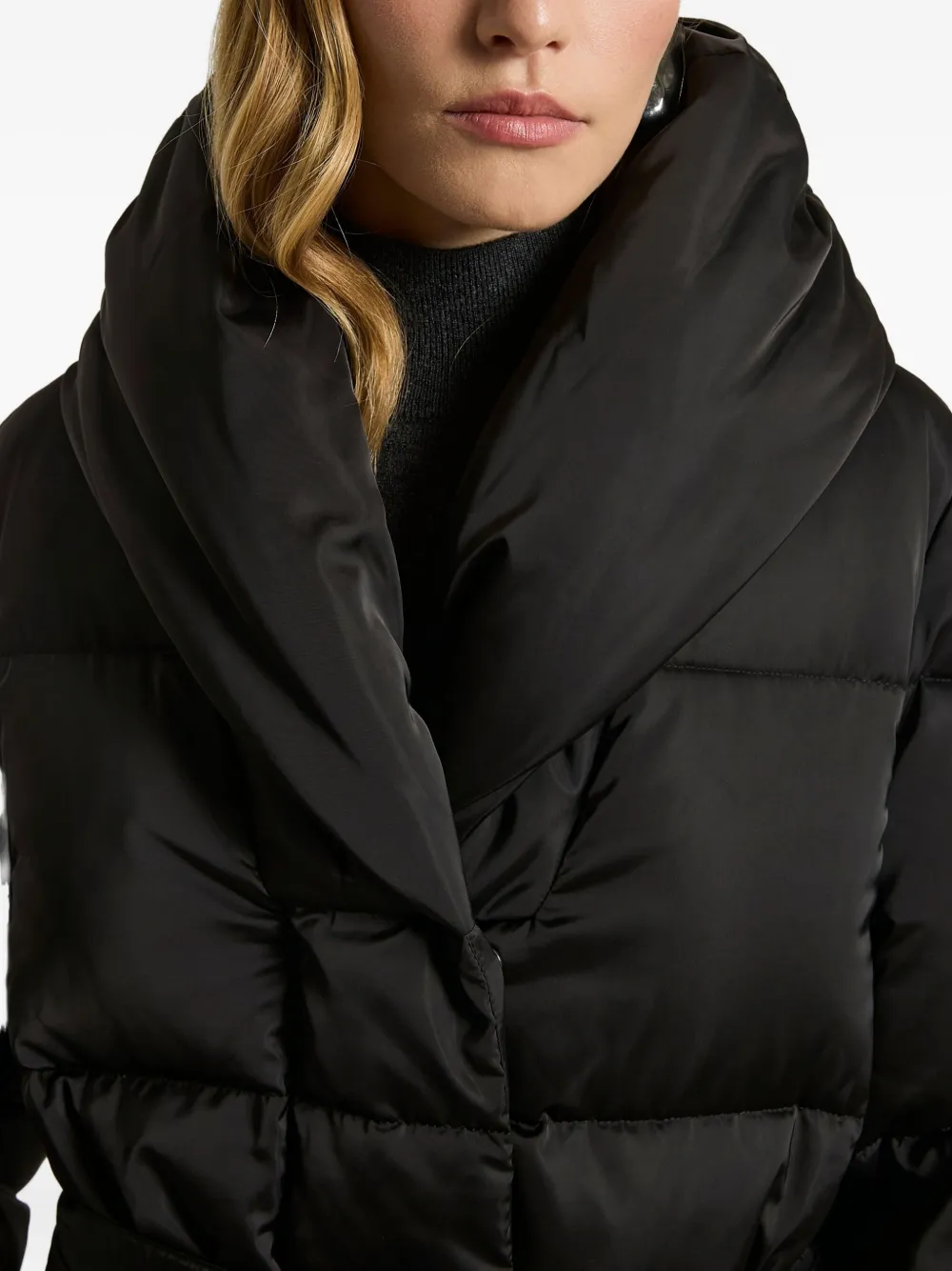 Peserico Belted Padded Coat In Black