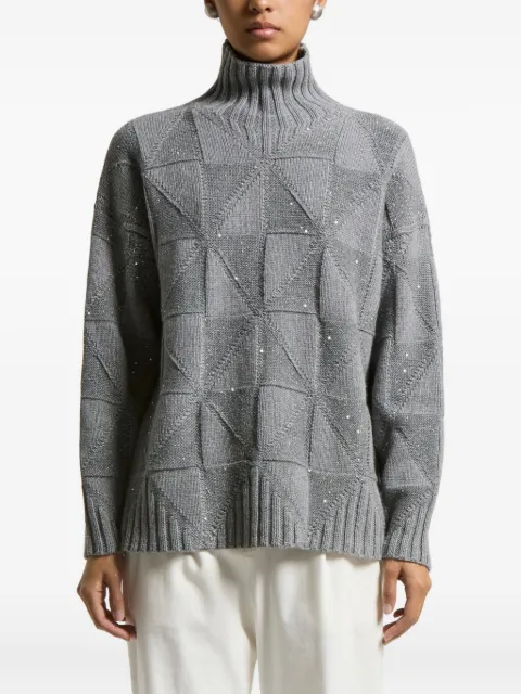 Peserico geometric-pattern sequin-embellished sweater