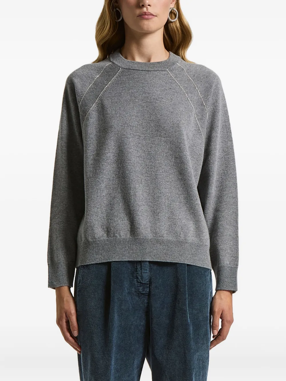 Peserico chain-trim round-neck sweater - Grigio