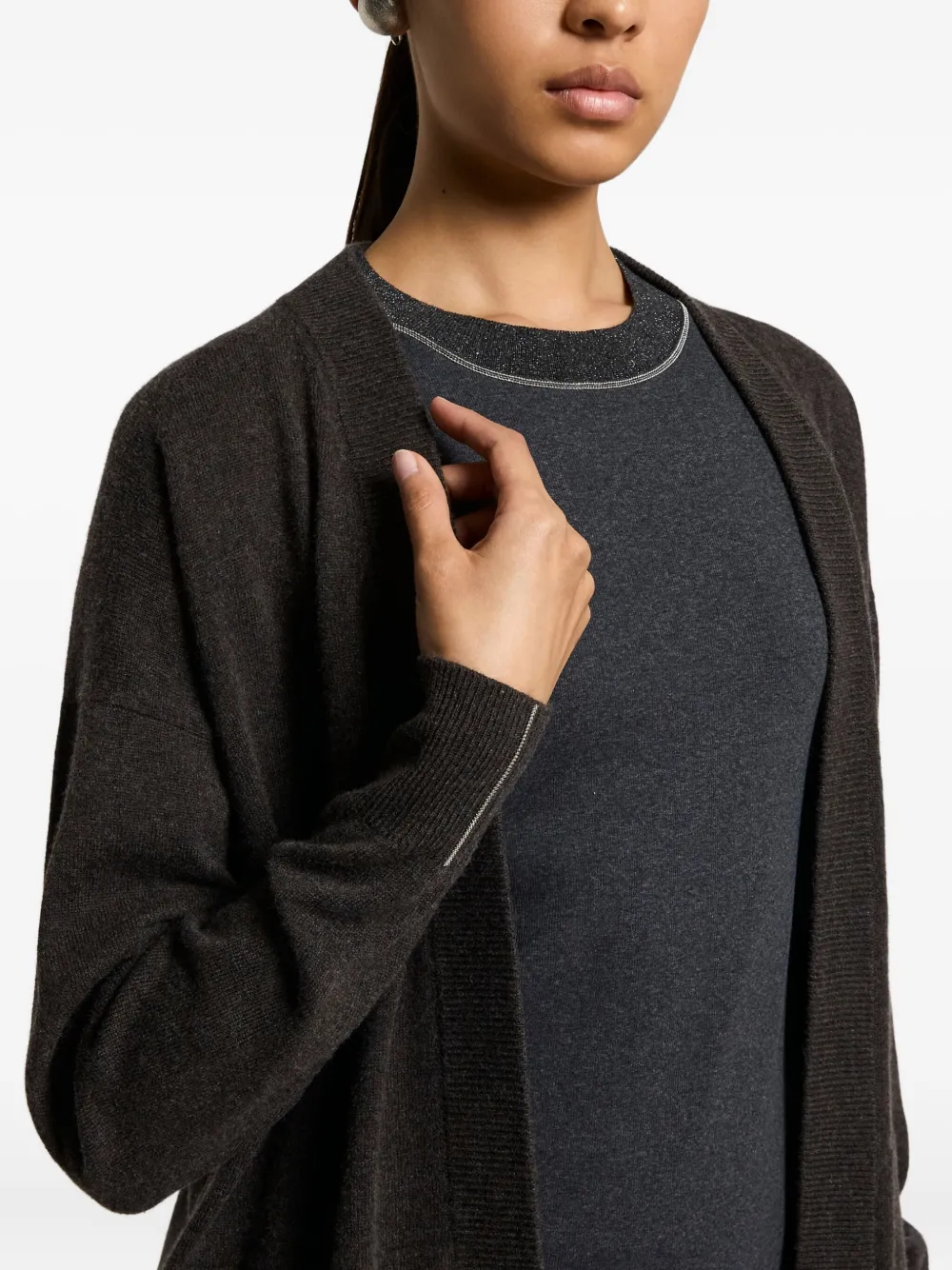 Peserico Vest met zakdetail en lange mouwen Bruin