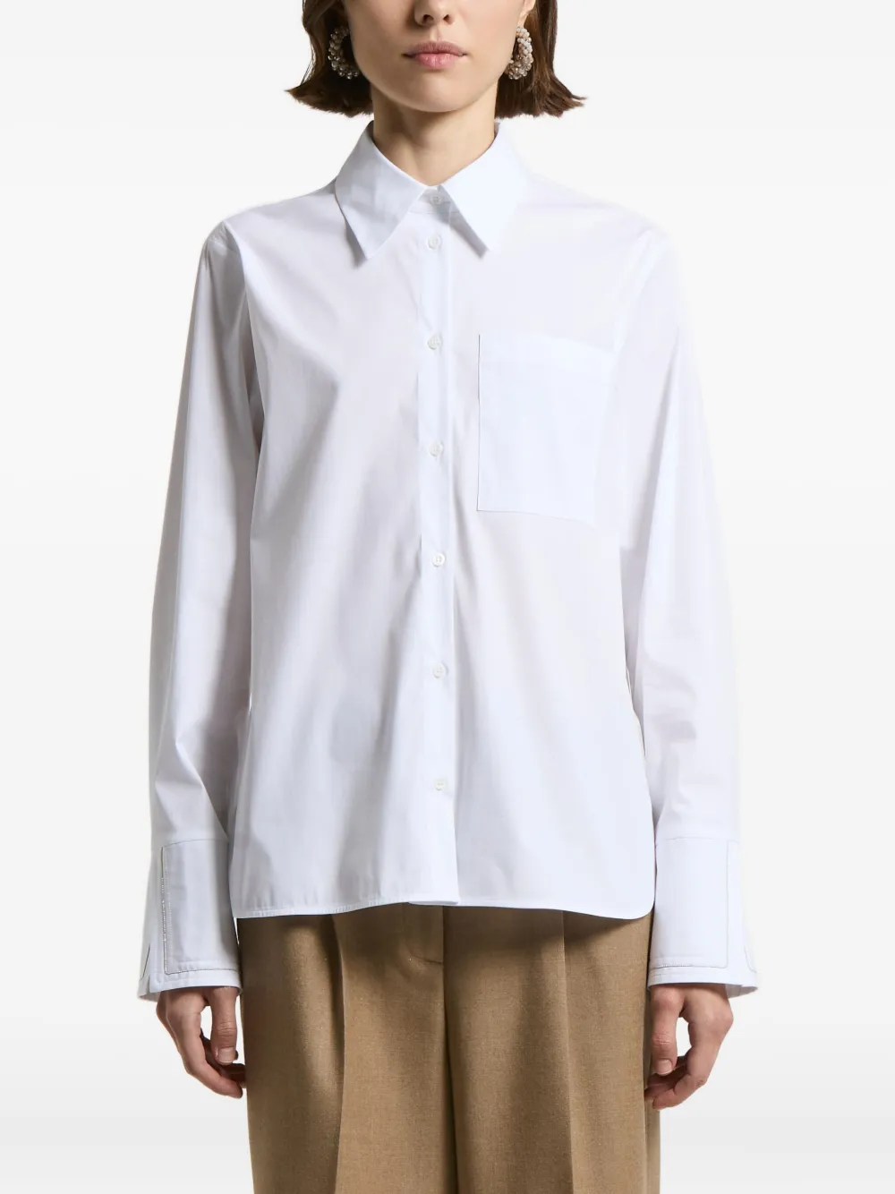 Peserico pocket-cuff cotton-blend shirt | White | Image 1