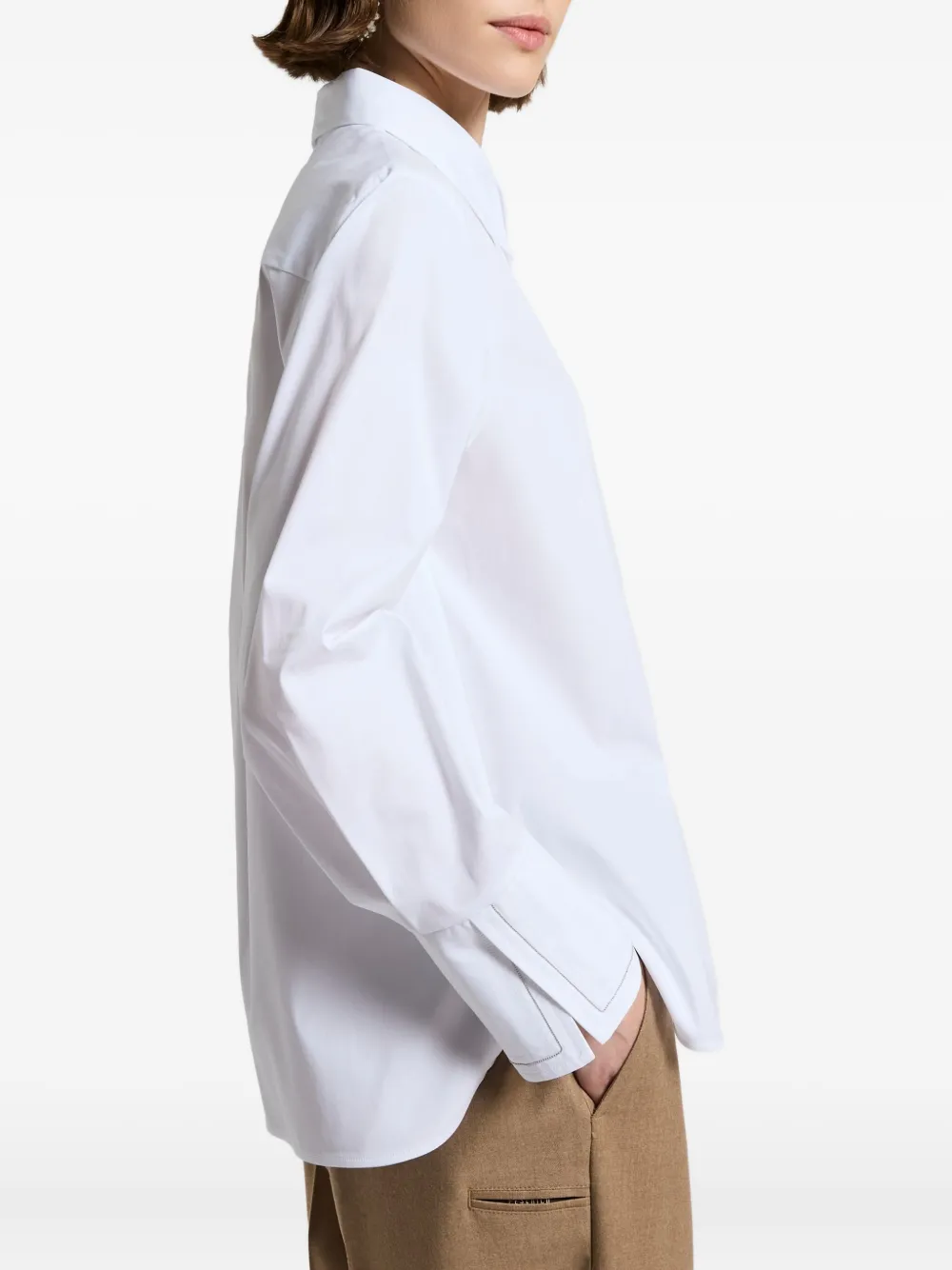 Peserico Blouse met zak van katoenblend Wit