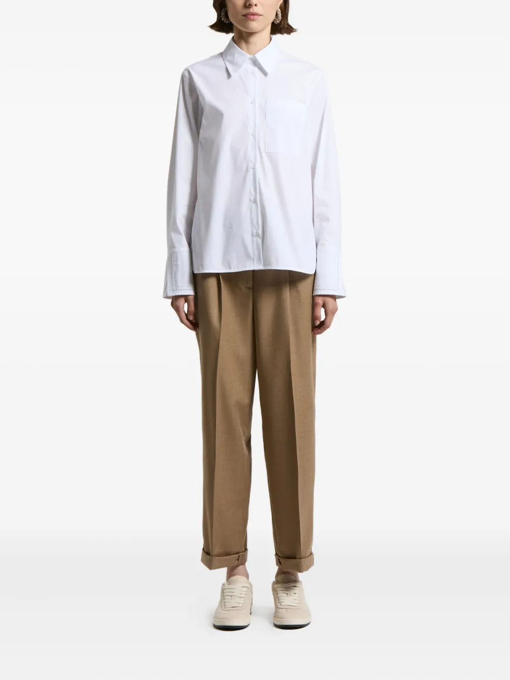 Peserico pocket-cuff cotton-blend shirt - Wit