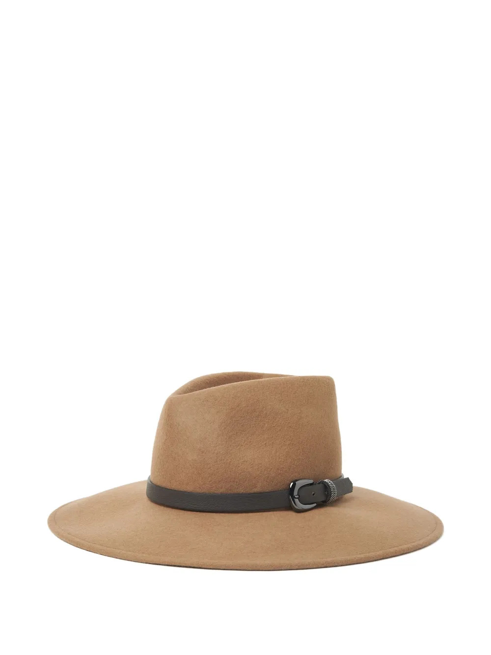 Peserico Leather-buckle Felt Hat In Brown