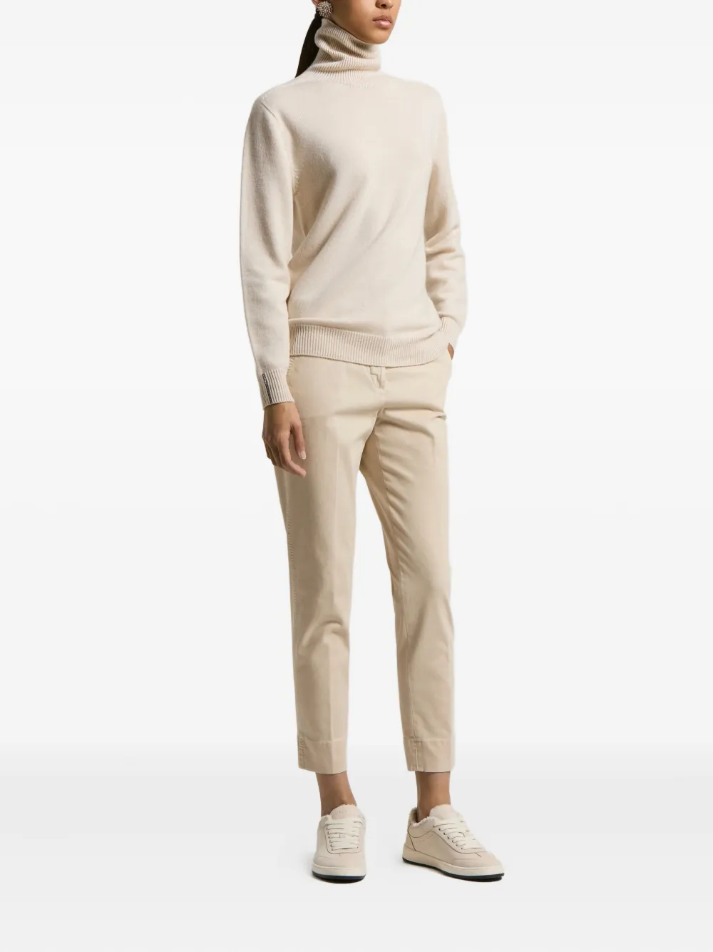 Peserico Turtleneck Cashmere Sweater In Neutral