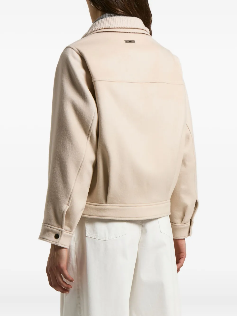 Peserico High-neck Zip-front Jacket In Neutral