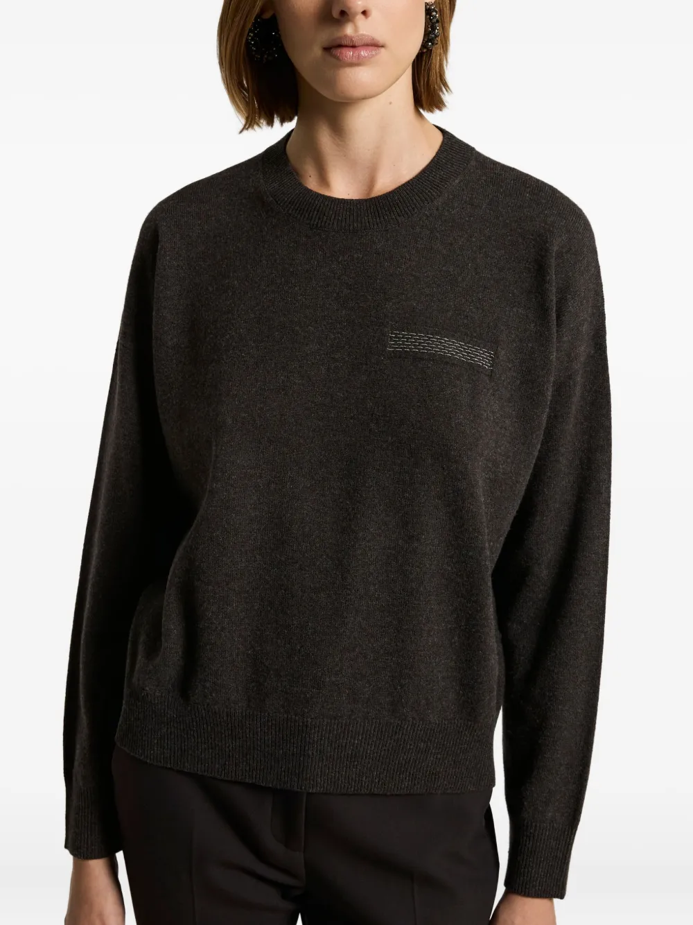 Peserico Trui met verfraaid detail Bruin