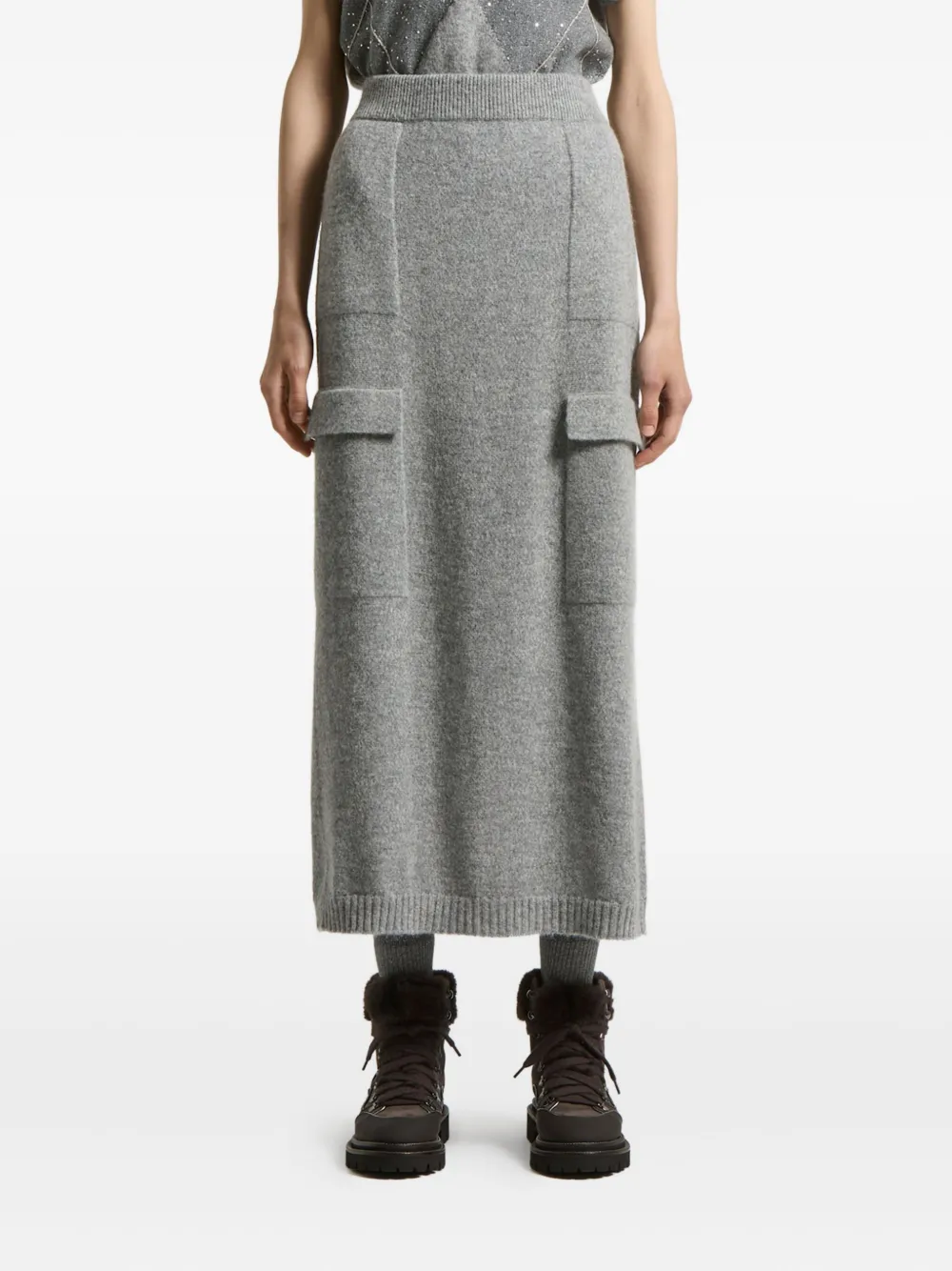 Peserico Pocket-detail Knit Midi Skirt In Multi