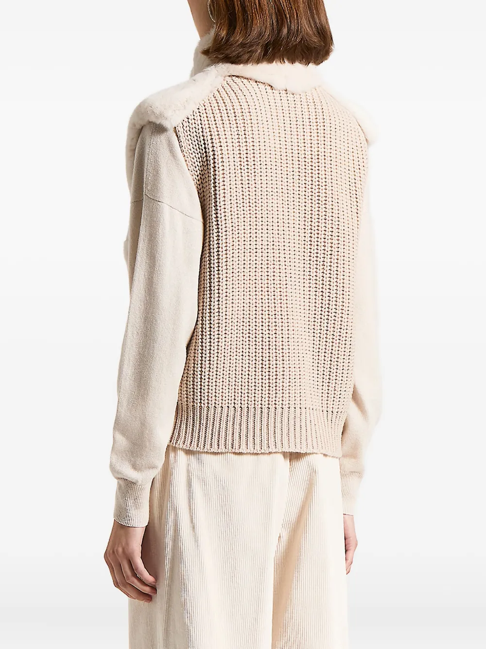 Peserico Zip Faux-fur Gilet In Neutral