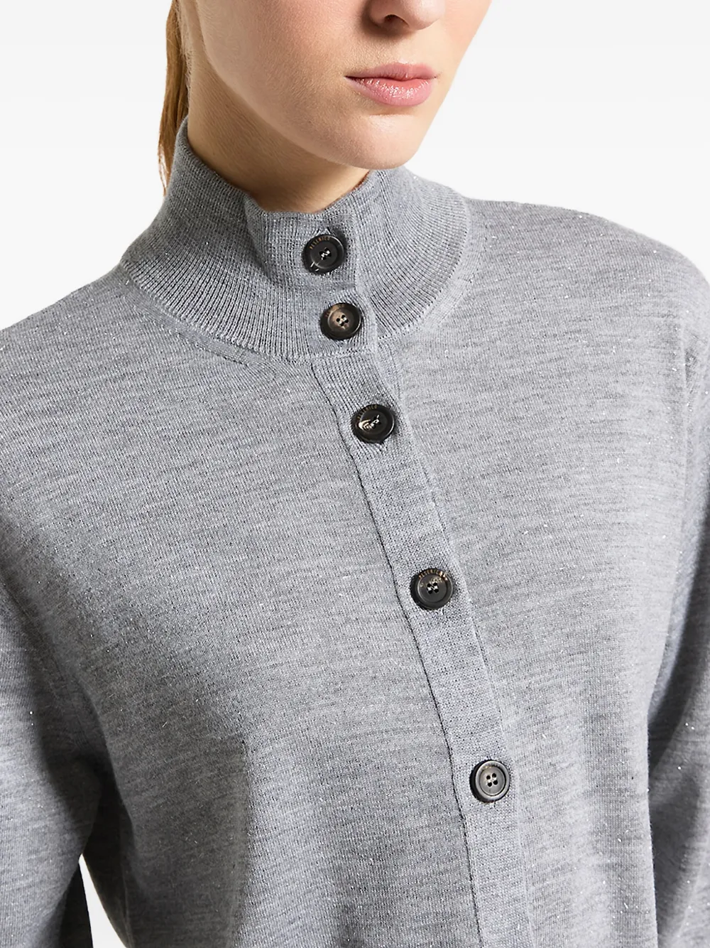 Peserico Trui met hoge hals en knopen Grijs