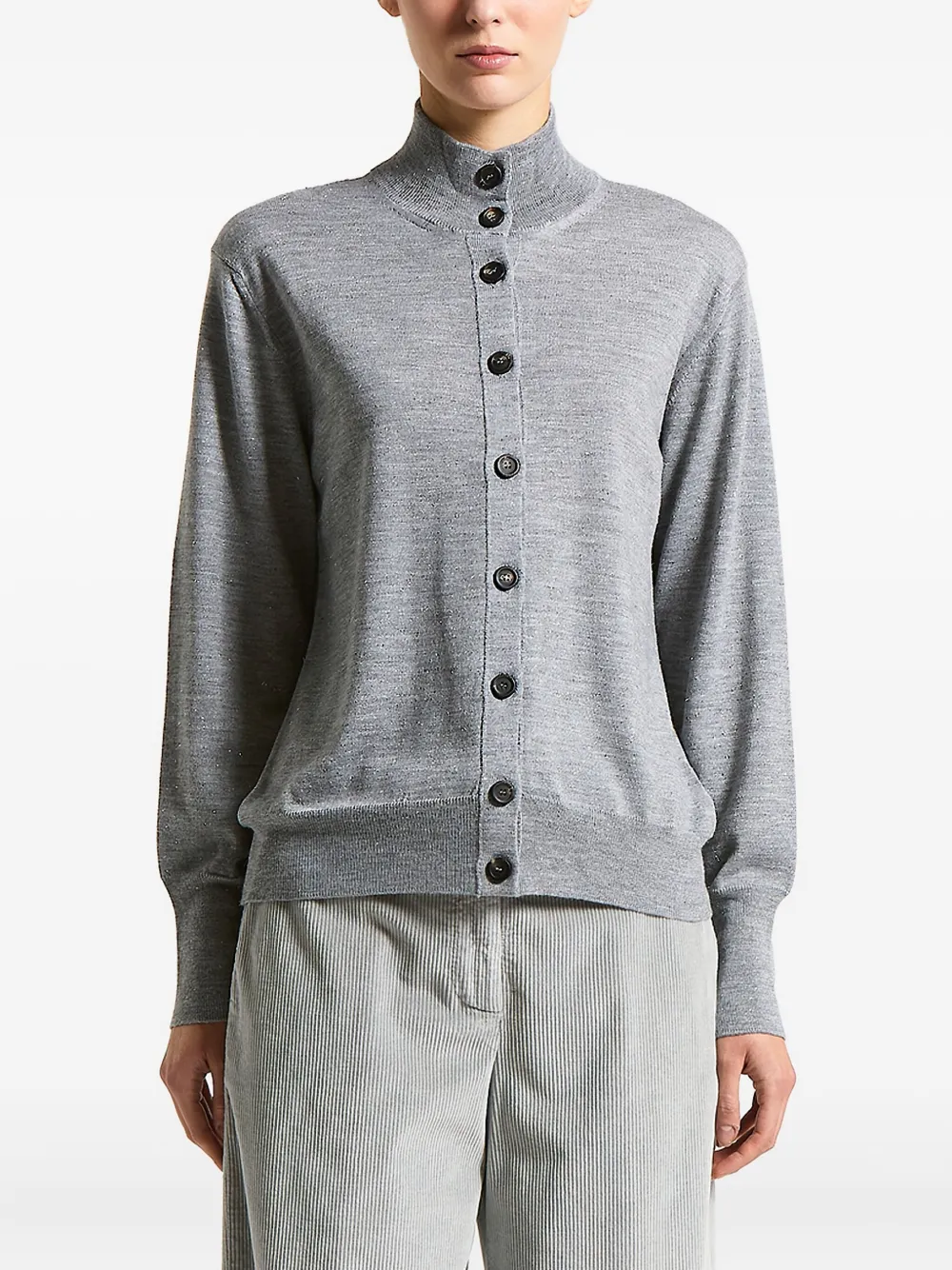 Peserico buttoned high-neck cardigan | Grey | Image 1