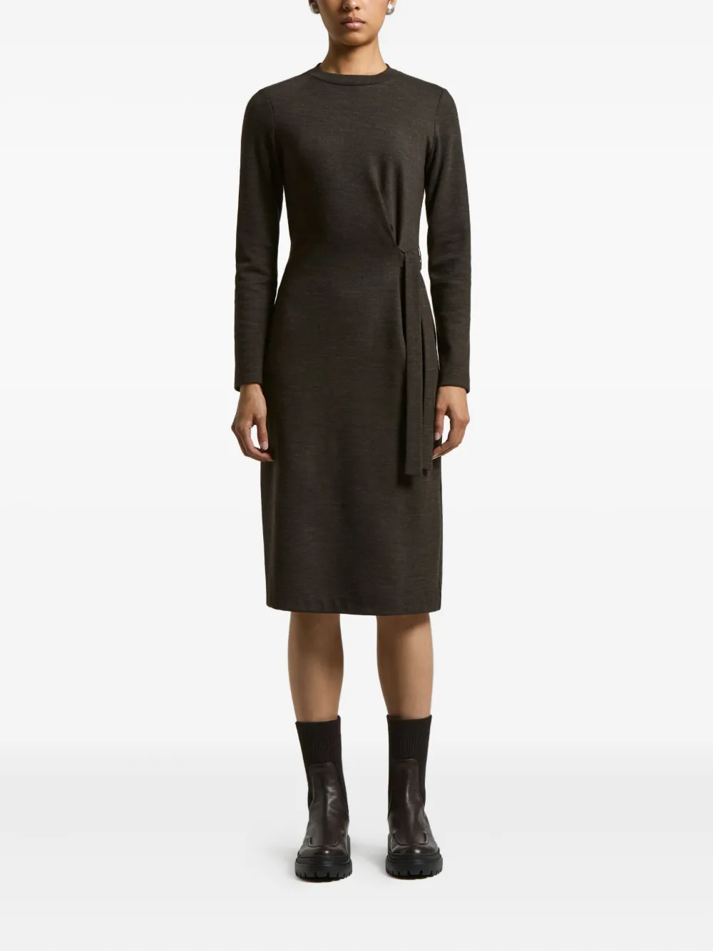 Peserico tie-detail knit midi dress - Bruin