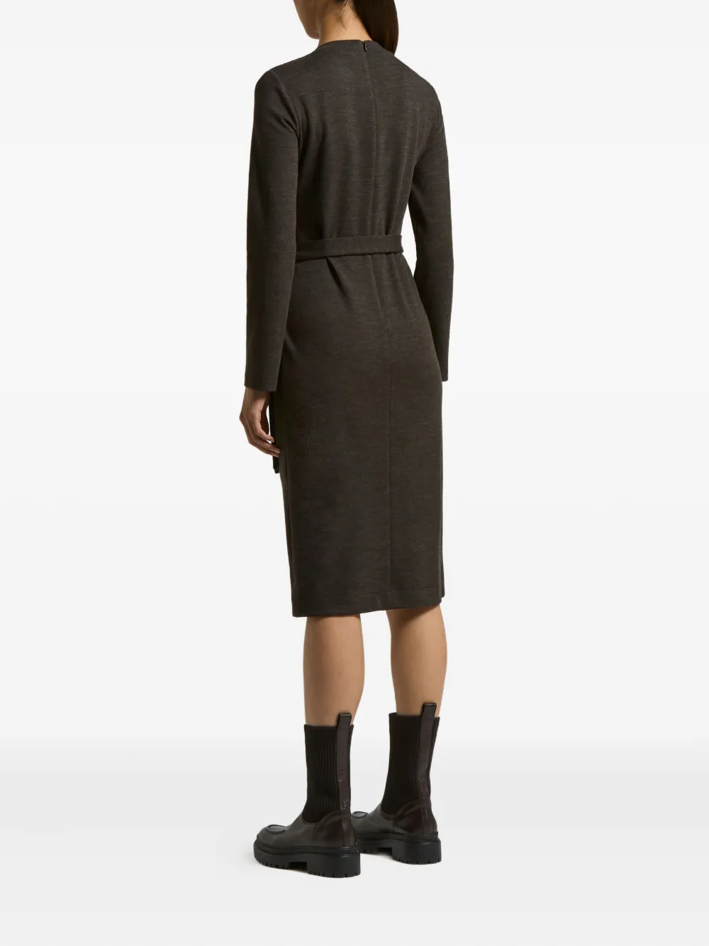 Peserico Long Sleeve Midi Dress In Green