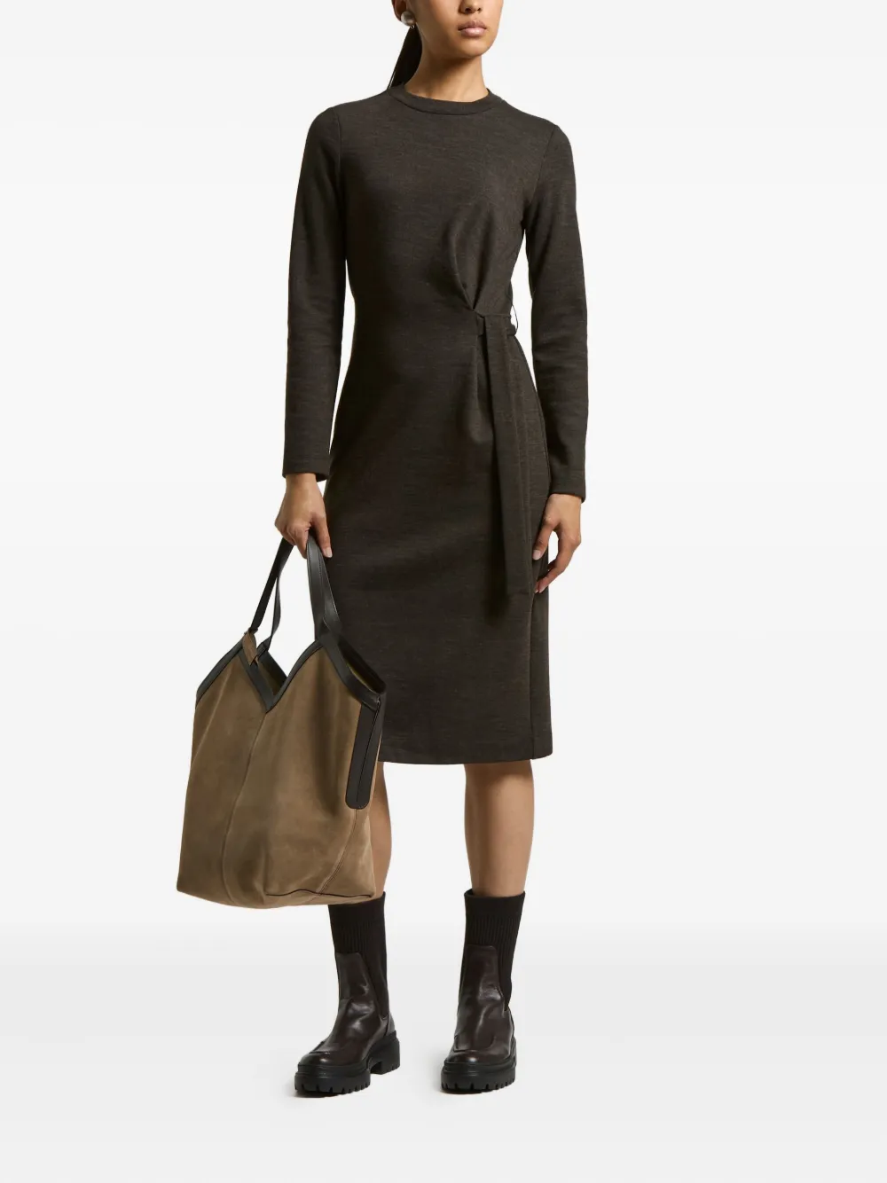 Peserico tie-detail knit midi dress | Brown | Image 1