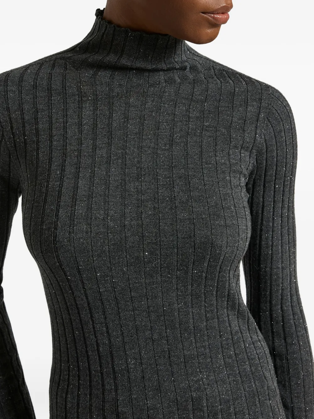 Peserico Ribbed Roll-neck Sweater In Gray
