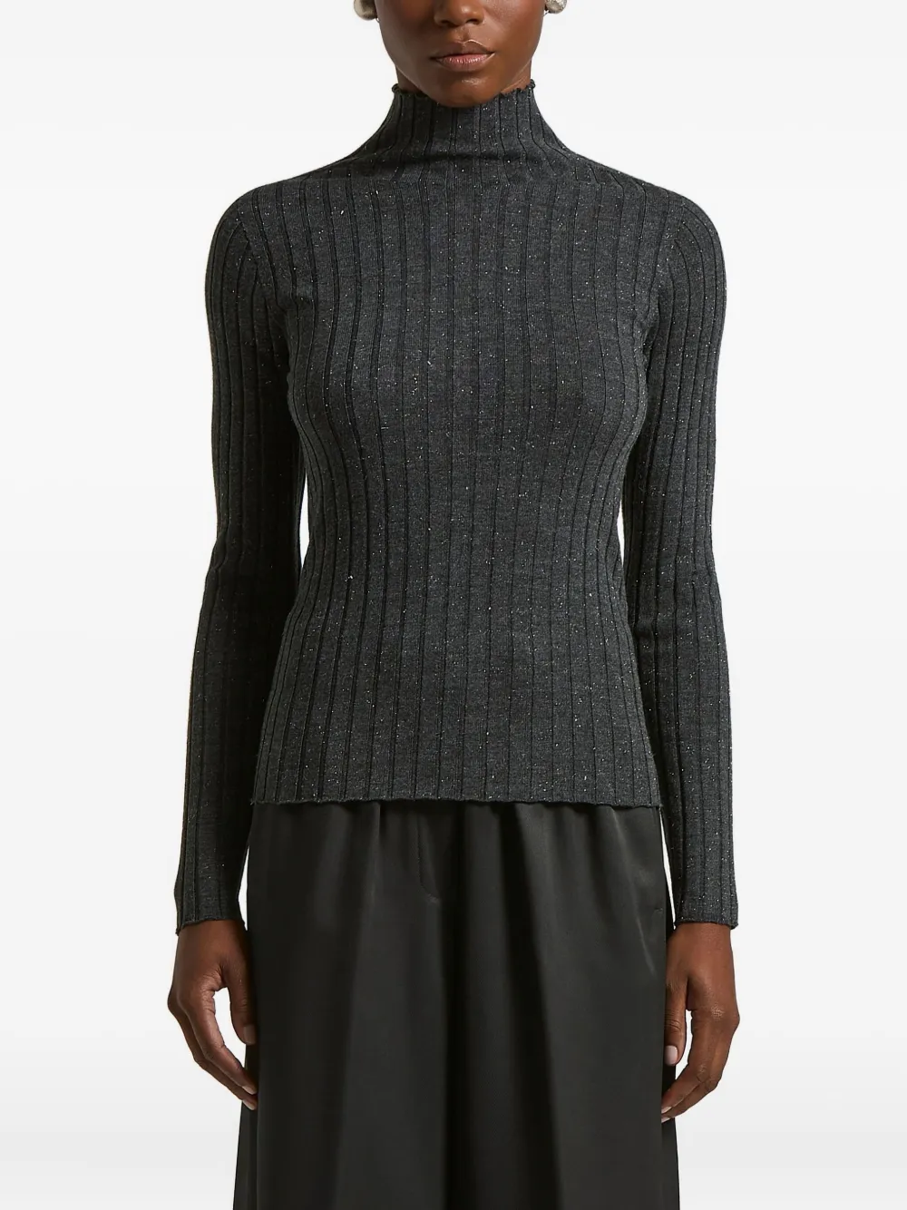 Peserico Ribbed Roll-neck Sweater In Gray