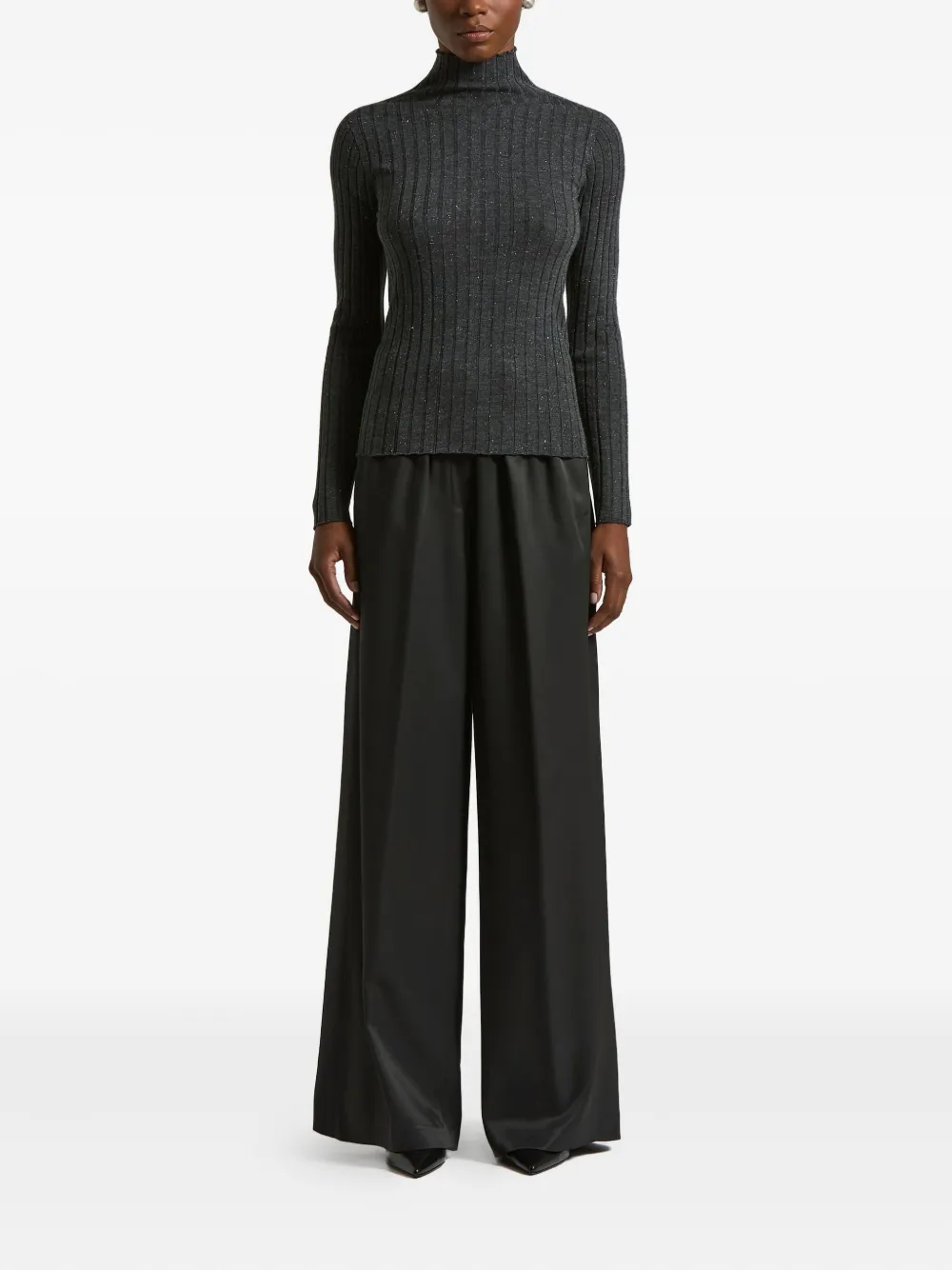 Peserico Ribbed Roll-neck Sweater In Gray