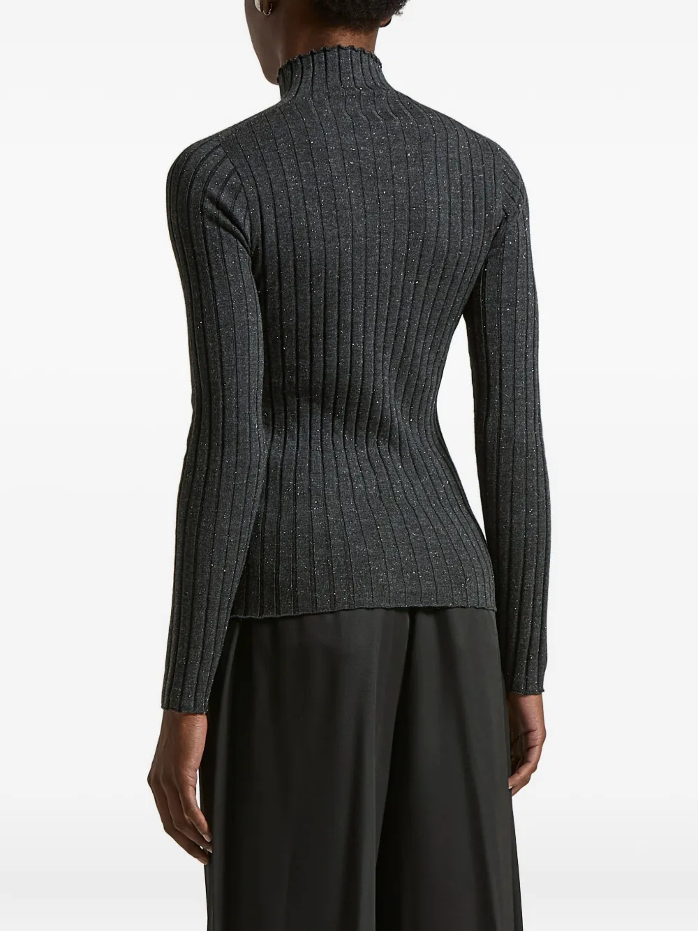 Peserico Ribbed Roll-neck Sweater In Gray